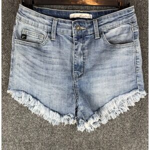 KanCan Shorts Womens 27 Denim Mid Rise Frayed Hem Distressed Estilo Stretch